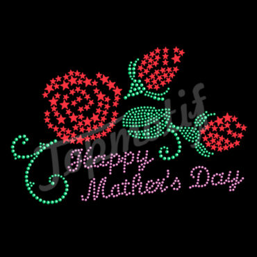 happy mother's day wholesale rhinestone transfer , crystal hotfix motifs for clothing accessories