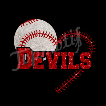 Design Heat Transfers Devils Love Baseball Glitter Transfer Iron On Motif