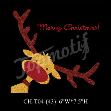 Funny Reindeer Heat Transfer Merry Christmas Glitter