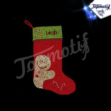 Beautiful chrismas Socks Rhinestone Heat Transfer Design