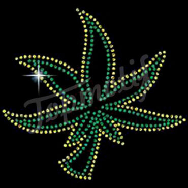 Green Maple Leaf Rhinestone Transfers