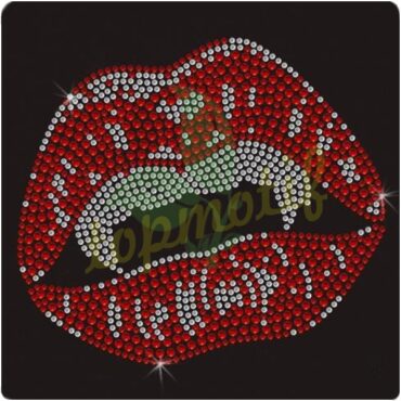 VAMPIRE TEETH LIPS Custom Rhinestone Motif Transfer Iron On Hotfix