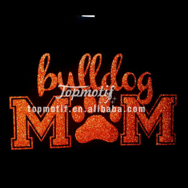 Bling T Shirt Glitter Bulldog Mom Iron Motif Design