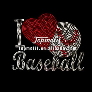 I love baseball hotfix rhinestone iron on appliques for decoration