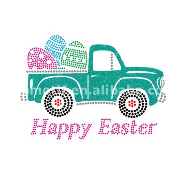 Happy Easter Design Rhinestone Glitter Heat Transfer Wholesale