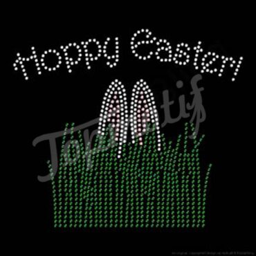 Happy Easter Custom Rhinestone Hot Fix Motif