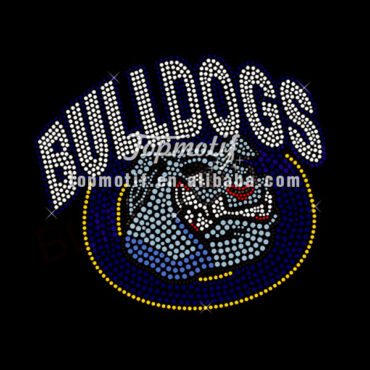 Wholesale Iron On Appliques Bulldogs Hot Fix Stone Motif