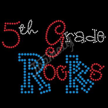 Colorful Letters Hotfix Motif 5th Grade Rocks Iron On Rhinestone Transfer Designs