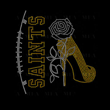 SAINTS & high heel rhinestone heat Transfer with rose