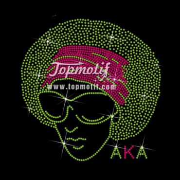 aka afro girl iron on crystals transfers