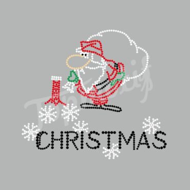 Korean Rhinestone Iron On Transfers Santa Christmas Design