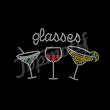 Colorful Glasses Rhinestone Transfer Design iron on appliques t shirt transfers