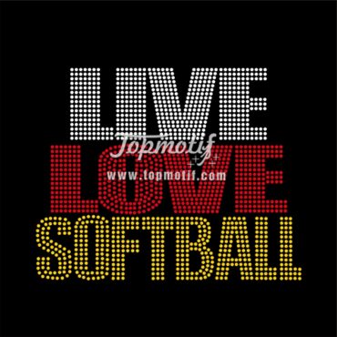 Hot Fix Motifs Live Love Softball Iron On Bling Appliques Wholesale