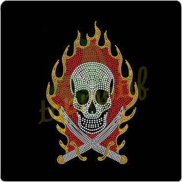 Hotsale Skull rhinestone transfer for tees