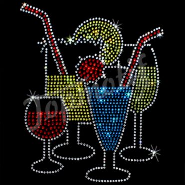 Colorful Wine Glass Rhinestone Transfer Templates