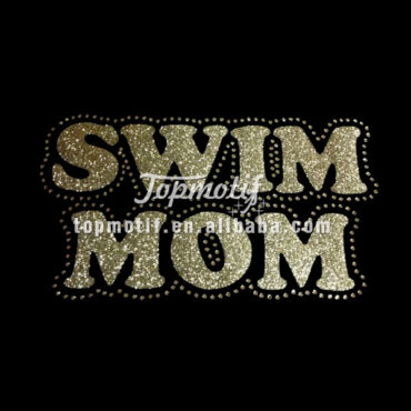 Rhinestone Swim Mom Glitter Heat Transfer Designs