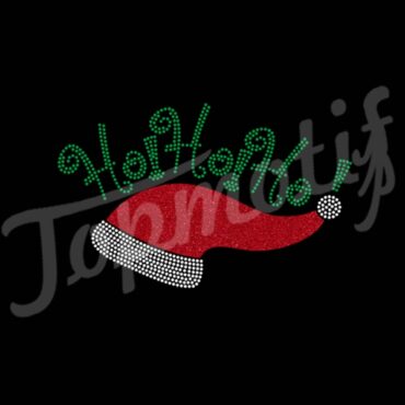 Ho Ho Ho Santa Hat rhinestone motif heat transfer for Topmotif