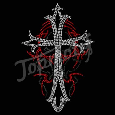 Trible cross hotfix rhinestone transfer motif