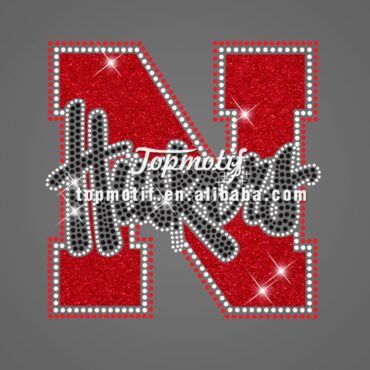 Fashion New Football Team Bling Iron On Design For Huskers