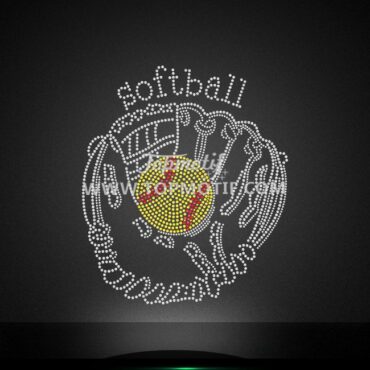 Hot Fix Softball Motif Rhinestone Transfer for Clothes