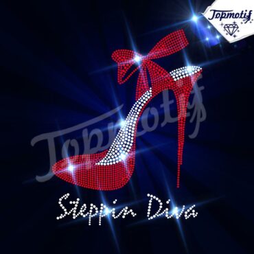 Bling Beauty Hot Fix Motif Steppin Diva High Heel Iron On Rhinestone Transfers Design