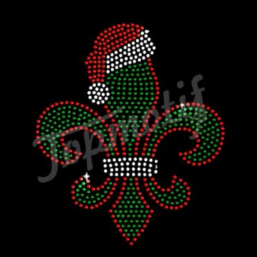 fleur de lis with Xmas hat rhinestone motif for garment accessories