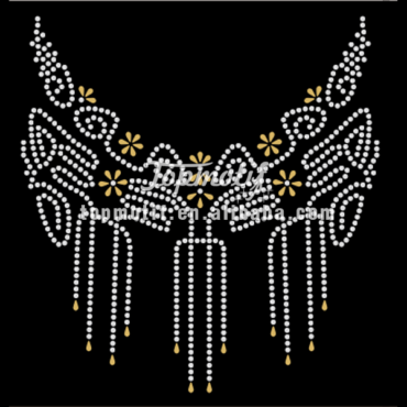 crystal rhinestone fabric Sweatshirts Applique heat neckline transfer