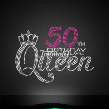 Hot fix transfer rhinestone queen 50th birthday motif for apparel