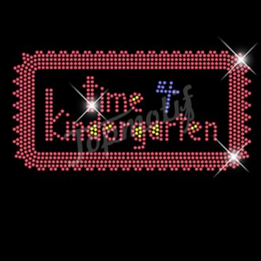 Bling Letter Rhinestone Transfer Time For Kindergarten Hotfix Design