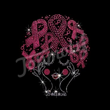 wholesale Ribbon breast cancer rhinestone heat transfers