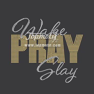 wholesale iron on letters wake pray slay rhinestone t shirt transfers