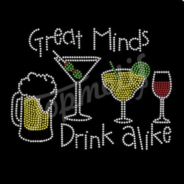 Great minds drink alike rhinestone heat transfers