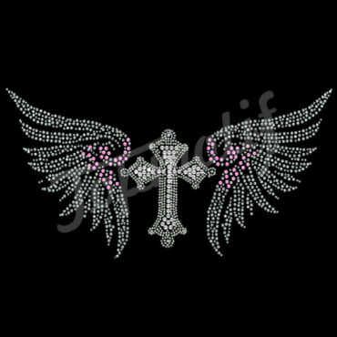 Cross wings rhinestone transfers for t Shirt Transfer