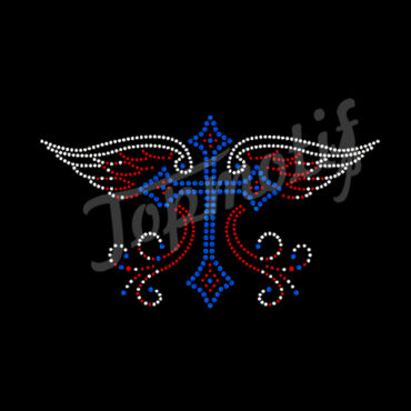 Bling Hotfix Rhinestone Angel Wings Transfer Cross Iron On Motifs For Shirts