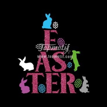 Wholesale Easter rhinestone design gold glitter heat transfer vinyl