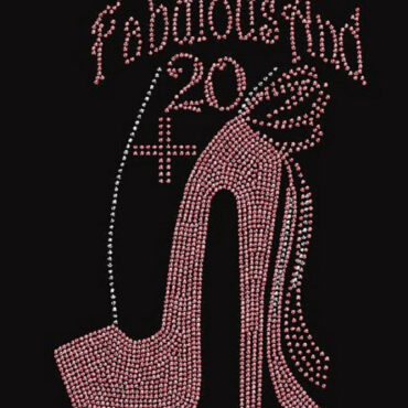 Birthday Fabulous and 20 Pink Rhinestone Iron on Transfer