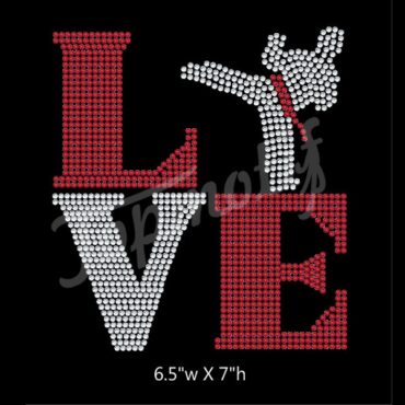 Love Square Karate iron on rhinestone transfer with 2 colors