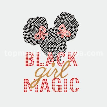 Wholesale Black Girl Magic Rhinestone Iron on Transfer