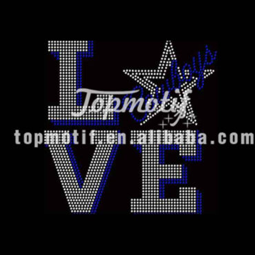 Love cowboys crystal and blue color rhinestone