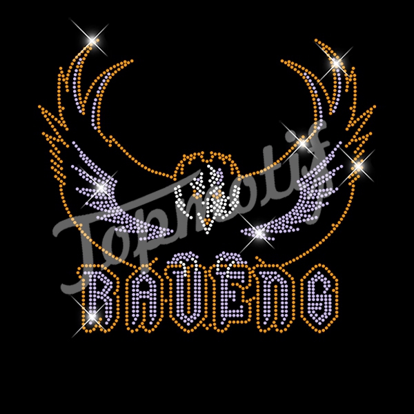 Source ravens rhinestone iron on transfer wholesale for T shirt on