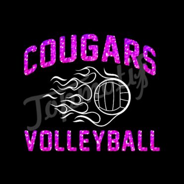 Cougars Volleyball Shinny Fabric Glitter For T-shirt