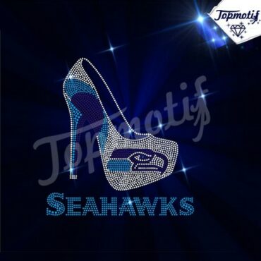 high heel seahawks iron on hotfix rhinestone transfer motif design