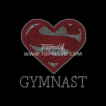 Hot Fix Super Gymnast Motif Iron on Rhinestone Transfer