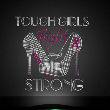 Tough girl fight rhinestone high heel iron on heat transfers