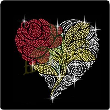 Flower Heart Custom Iron On Hotfix Crystal Rhinestone Transfer TShirt Motif Patch Gem