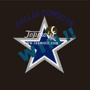 Cowboys Glitter Rhinestone Iron on Transfer