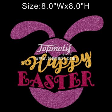 Bling Iron On Happy Easter Glitter Vinyl Heat Transfer