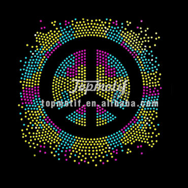 Bigger Size Design Peace Rhinestone Heat Transfer