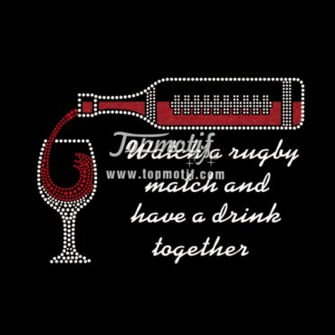 Rhinestone patterns wine t shirt printing glitter iron on vinyl