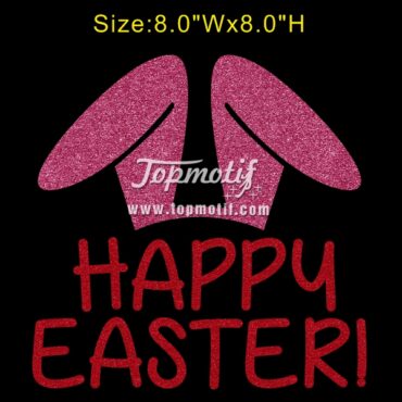 Custom Heat Transfer Happy Easter Glitter Iron Motif Design